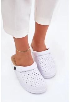 Piankowe Klapki Chodaki Damskie Białe Faylina