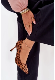 Szpilki Damskie W Panterkę Vinceza 62264 Brązowe