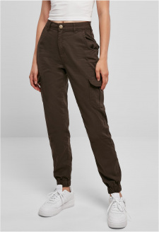 Ladies High Waist Cargo Pants brown