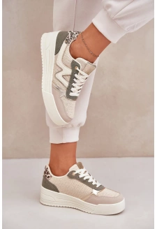 Buty Sportowe Damskie Na Platformie Panterka Zielone Lorori