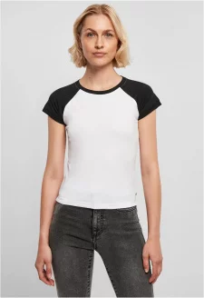 Ladies Organic Stretch Short Retro Baseball Tee white/black