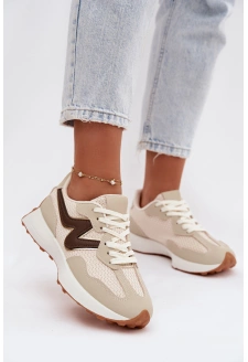 Buty Sportowe Damskie Na Platformie Beżowe Janelora