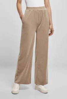 Ladies High Waist Straight Velvet Sweatpants softtaupe