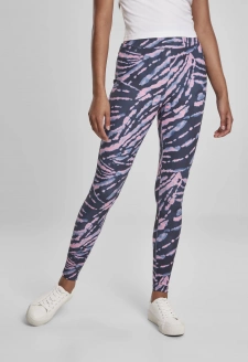 Ladies High Waist Tie Dye Leggings darkshadow/pink