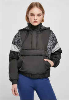 Ladies AOP Mixed Pull Over Jacket black/snowleo/lightasphalt