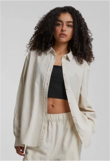 Ladies Linen Mixed Oversized Shirt softseagrass
