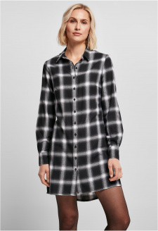 Ladies Cotton Check Shirt Dress black/white