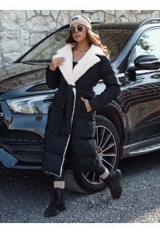 Kurtka damska zimowa BALLMODA długa z futerkiem czarna Dstreet TY4586