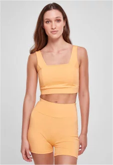 Ladies Recycled Squared Sports Bra paleorange