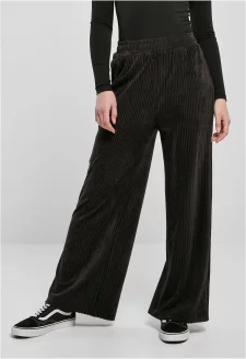 Ladies Velvet Rib Straight Sweat Pants black
