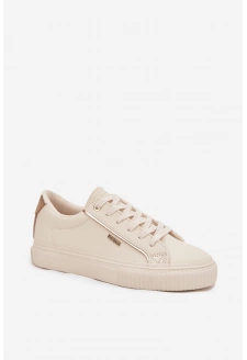 Damskie Sneakersy Z Eko Skóry Big Star SS274027 Beżowo-Złote