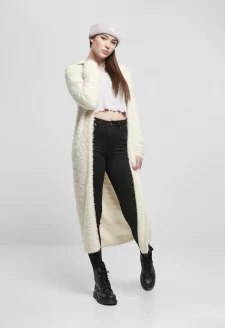 Ladies Hooded Feather Cardigan whitesand