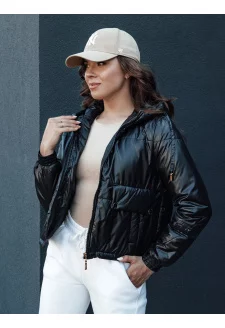 Kurtka damska przejściowa z kapturem ARON czarna Dstreet TY4412