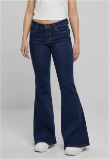 Ladies Organic Low Waist Flared Denim mid indigo washed