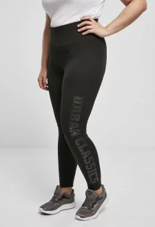 Ladies High Waist Branded Leggings black/black