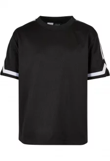 Boys Oversized Stripes Mesh Tee black
