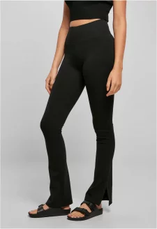 Ladies High Waist Side Slit Leggings black