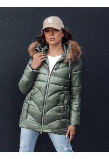 Kurtka zimowa damska z kapturem WINTERCHIC zielona Dstreet TY4435