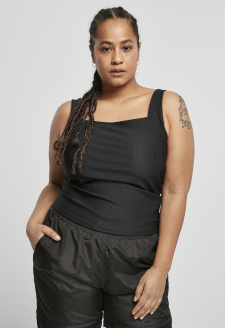 Ladies Squard Neckline Rib Top black