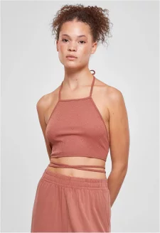 Ladies Rib Trapeze Cropped Top terracotta