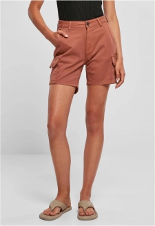 Ladies High Waist Cargo Shorts terracotta
