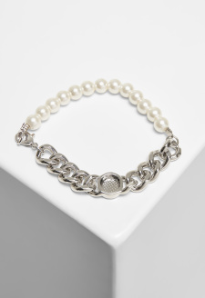 Pearl Flat Chain Bracelet silver