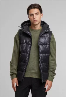 Recycled Hooded Puffer Vest black