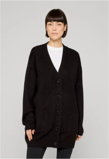 Ladies Chunky Fluffy Knit Cardigan black