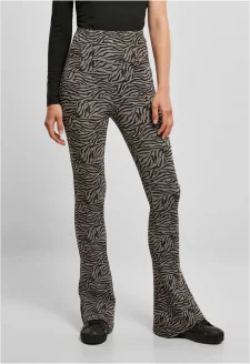 Ladies High Waist Zebra Boot Cut Leggings asphalt/black