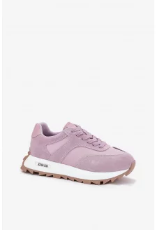 Zamszowe Sneakersy Na Platformie Damskie Big Star RR274900 HI-POLY SYSTEM Fioletowe