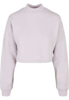 Ladies Cropped Oversized Sweat High Neck Crew softlilac