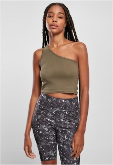 Ladies Cropped Asymmetric Top khaki