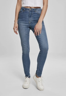 Ladies High Waist Slim Jeans mid stone wash