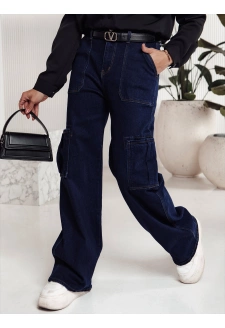 Spodnie damskie FITZONE jeansowe cargo ciemnoniebieskie Dstreet UY2243