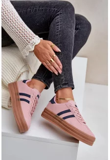 Sneakersy Damskie Na Platformie Różowe Egelia