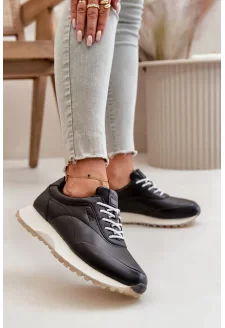 Damskie Sneakersy Buty Sportowe Z Eko Skóry Big Star OO274024 Hi-Poly System Czarne