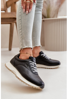 Damskie Sneakersy Buty Sportowe Z Eko Skóry Big Star OO274024 Hi-Poly System Czarne