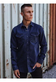Koszula męska jeansowa granatowa Dstreet DX2587