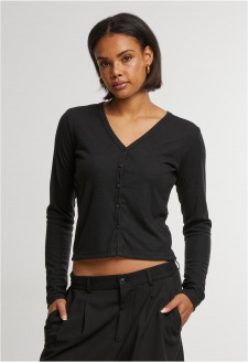 Ladies Rib Cardigan black