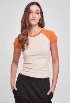 Ladies Organic Stretch Short Retro Baseball Tee softseagrass/vintageorange