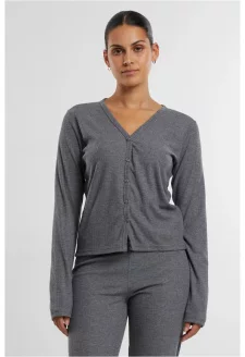 Ladies Rib Cardigan darkgreymelange
