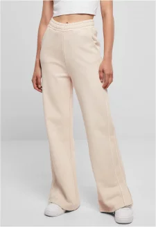 Ladies Heavy Terry Garment Dye Slit Pants pink