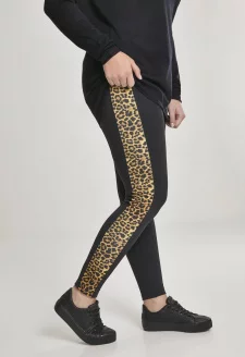 Ladies Side Striped Pattern Leggings blk/leo