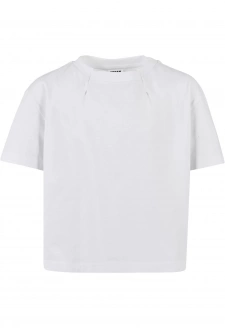 Girls Organic Oversized Pleat Tee white