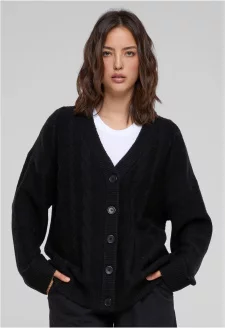 Ladies Cabel Knit Cardigan black