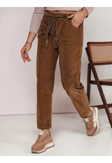Spodnie damskie one size SOFTYLA w paskiem kamelowe Dstreet UY2279