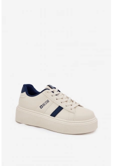 Sneakersy Damskie Na Platformie Big Star SS274347 Jasnobeżowe