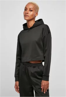 Ladies Short Scuba Hoody black