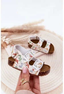 Dziecięce Sandałki Na Korkowej Podeszwie Z Klamrami Dinozaury Multikolor Thessa