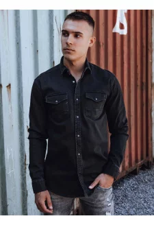 Koszula męska jeansowa czarna Dstreet DX2586